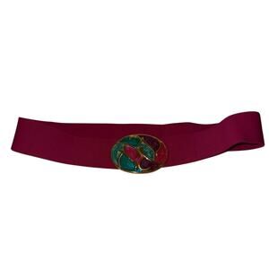 VNTG NAN LEWIS 80s stretch Elegant Pink Belt with Multicolor Buckle S